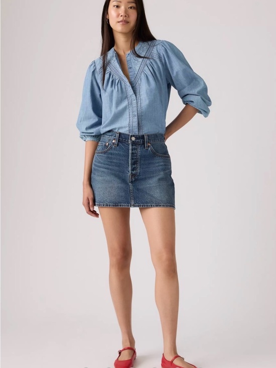Levi's Dresses & Skirts - NWOT! Levi's Icon Denim Mini Skirt Jean Dark Medium Classic Wash sz 30